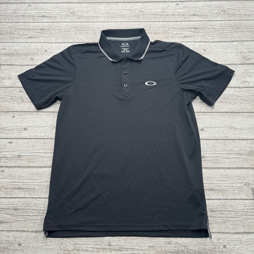Oakley Polo Shirt Mens Medium Black Regular Fit Short Sleeve Athletic Sportswear